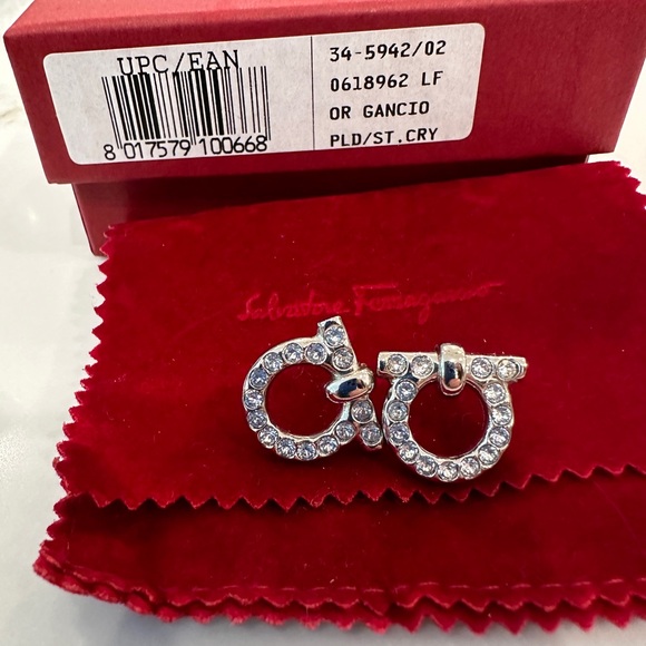 Ferregamo Gancini Crystal Earrings (L) - Picture 1 of 2